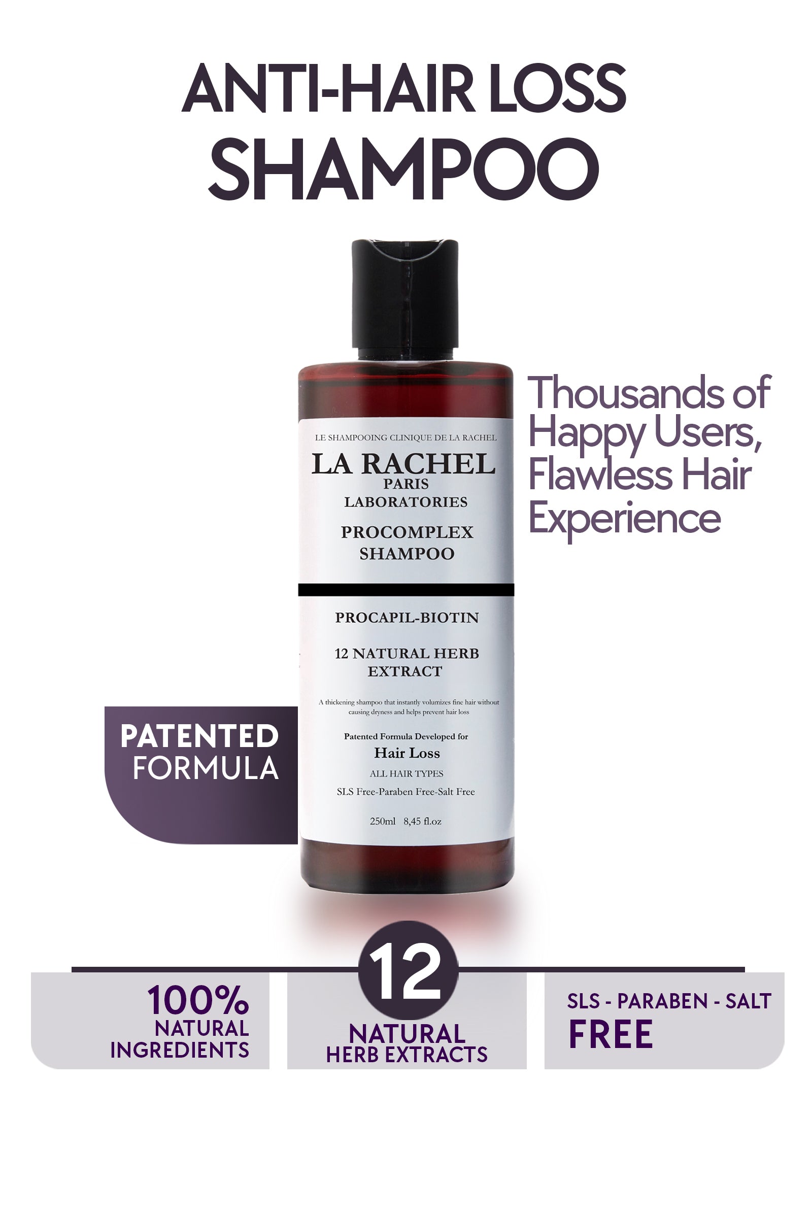 Biotin Shampoo to Help Reduce Hair Loss with 12 Herbal Extracts | SLS, Paraben, and Salt-Free |Scientifically Designed to Boost Growth and Health for Stronger, Thicker Hair by La Rachel Paris
