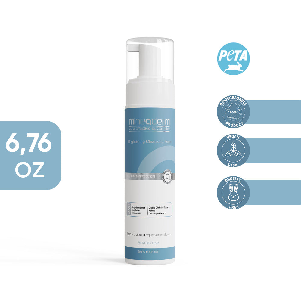 Brightening Cleansing Foam – Gentle Face Wash with Grape Seed & Olive Leaf Extract | SLS-Free Daily Cleanser for Dull & Sensitive Skin