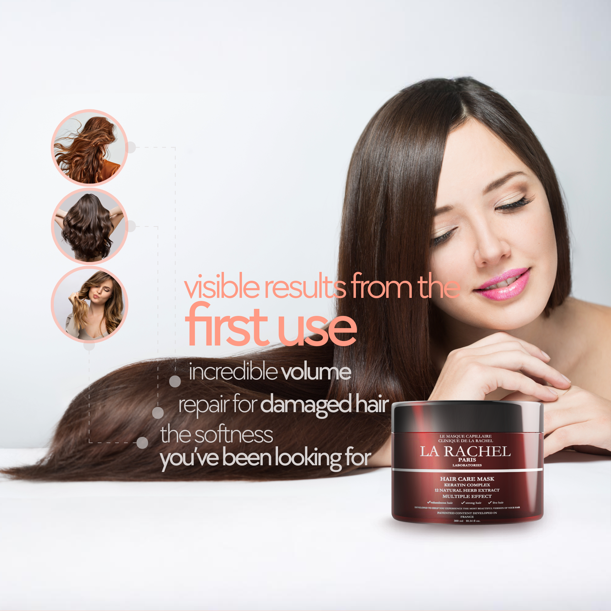 Hair Care Mask | 1 Formula, 4 Benefits: Nourishes, Strengthens, Hydrates & Protects | Restores Shine & Softness | Deep Conditioning Treatment for Dry, Damaged, and Frizzy Hair Paris