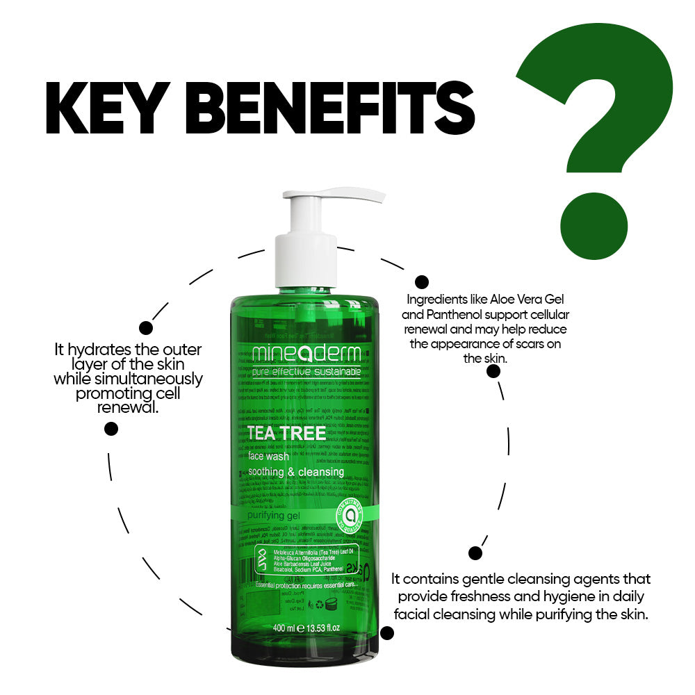 Tea Tree Face and Body Wash – Gentle Daily Cleanser with Aloe Vera, Panthenol & Bisabolol – For Acne-Prone & Oily Skin – Balances Sebum – Refreshing & Non-Drying Formula