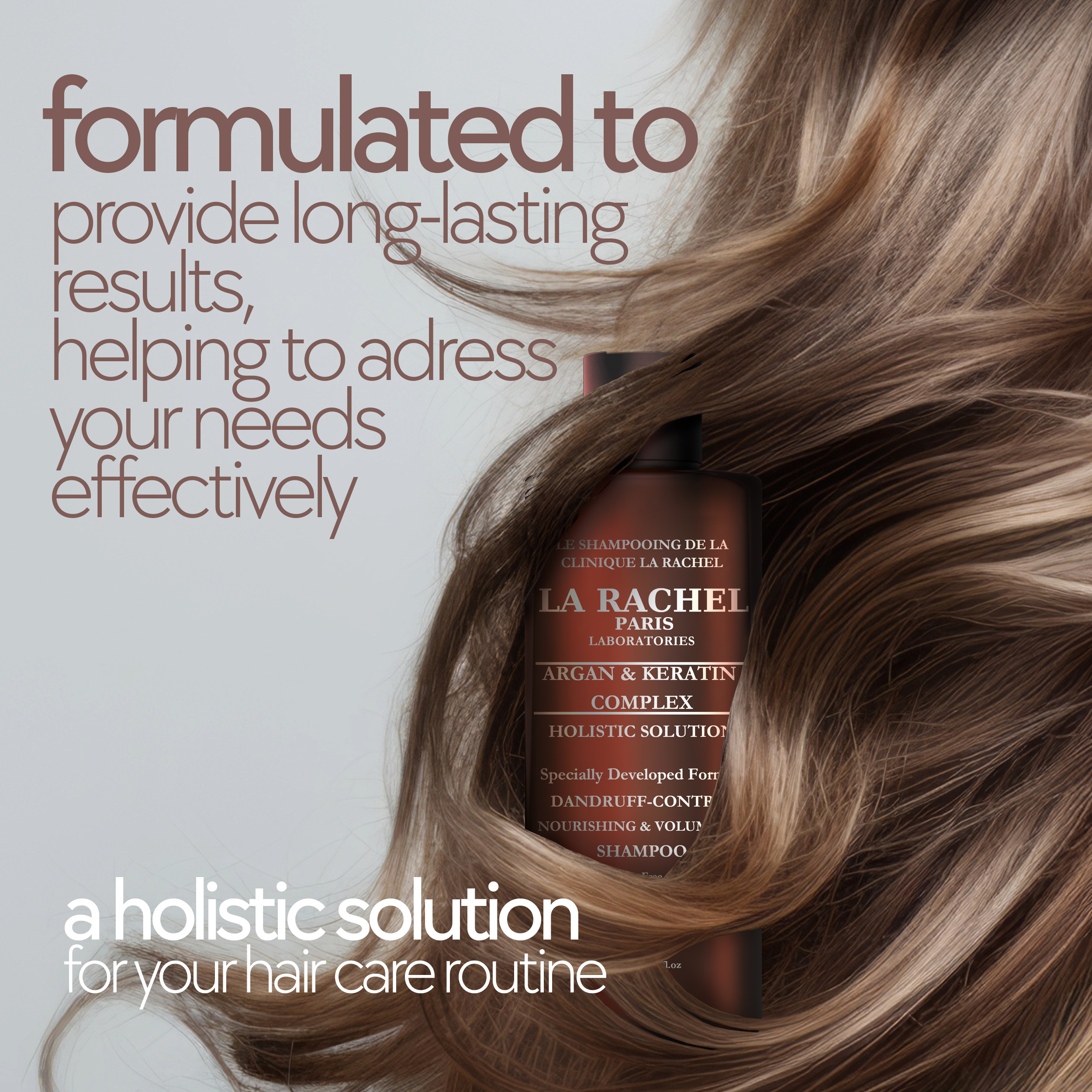 Anti-Dandruff Shampoo with Argan Oil and Keratin | Safe for Dry, Damaged & Color-Treated Hairs | Salt-Free Nourishing Formula for Strength and Shine | Volumizing Shampoo by La Rachel Paris