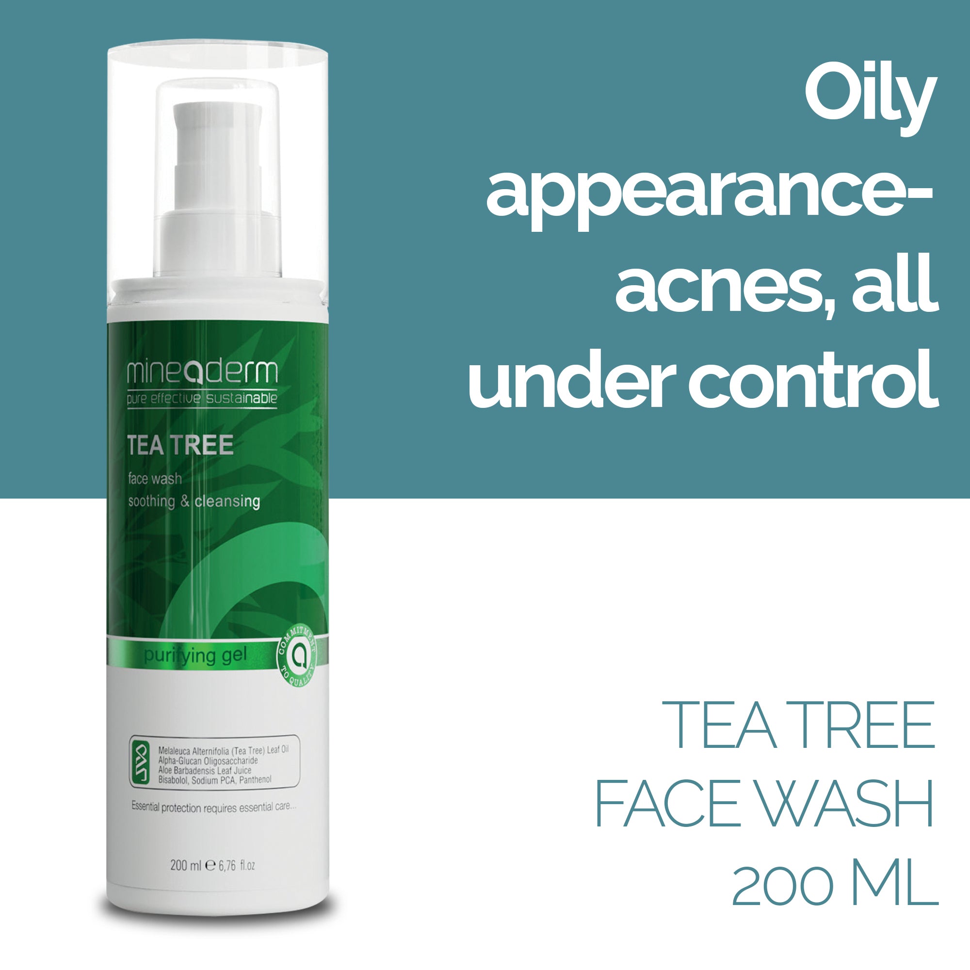 Tea Tree Face  Wash – Gentle Cleanser with Aloe Vera, Bisabolol & Panthenol – Non-Drying Formula for Oily and Acne-Prone Skin – Refreshing Daily Wash – 200 ml