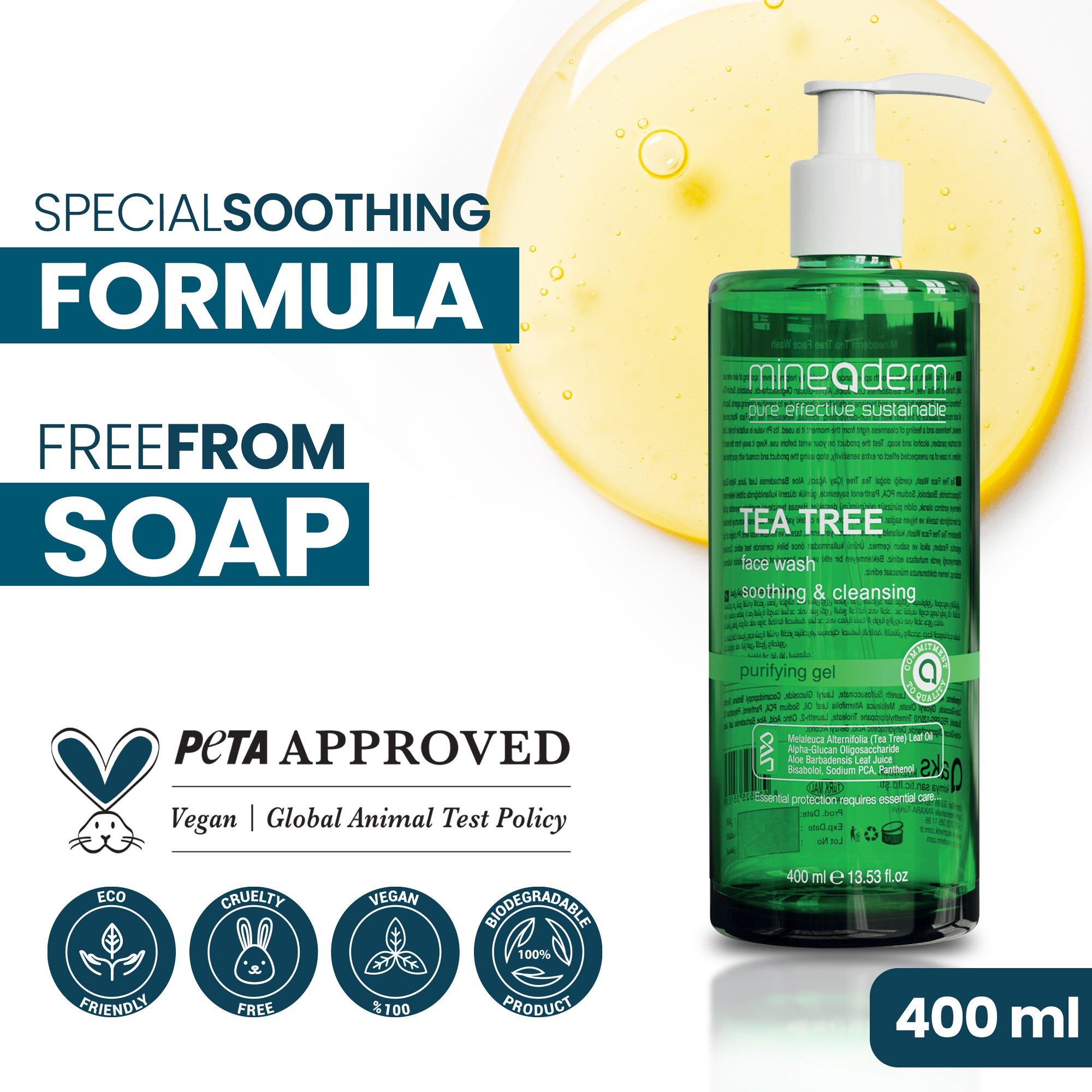 Tea Tree Face and Body Wash – Gentle Daily Cleanser with Aloe Vera, Panthenol & Bisabolol – For Acne-Prone & Oily Skin – Balances Sebum – Refreshing & Non-Drying Formula