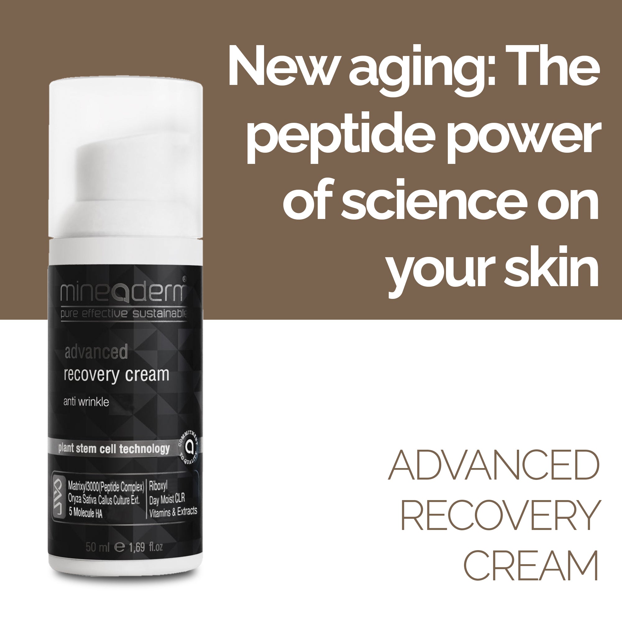 Advanced Recovery Face Cream with Peptides, Red Rice Stem Cells & Hyaluronic Acid – Anti-Aging Moisturizer for Fine Lines, Wrinkles & Skin Firming