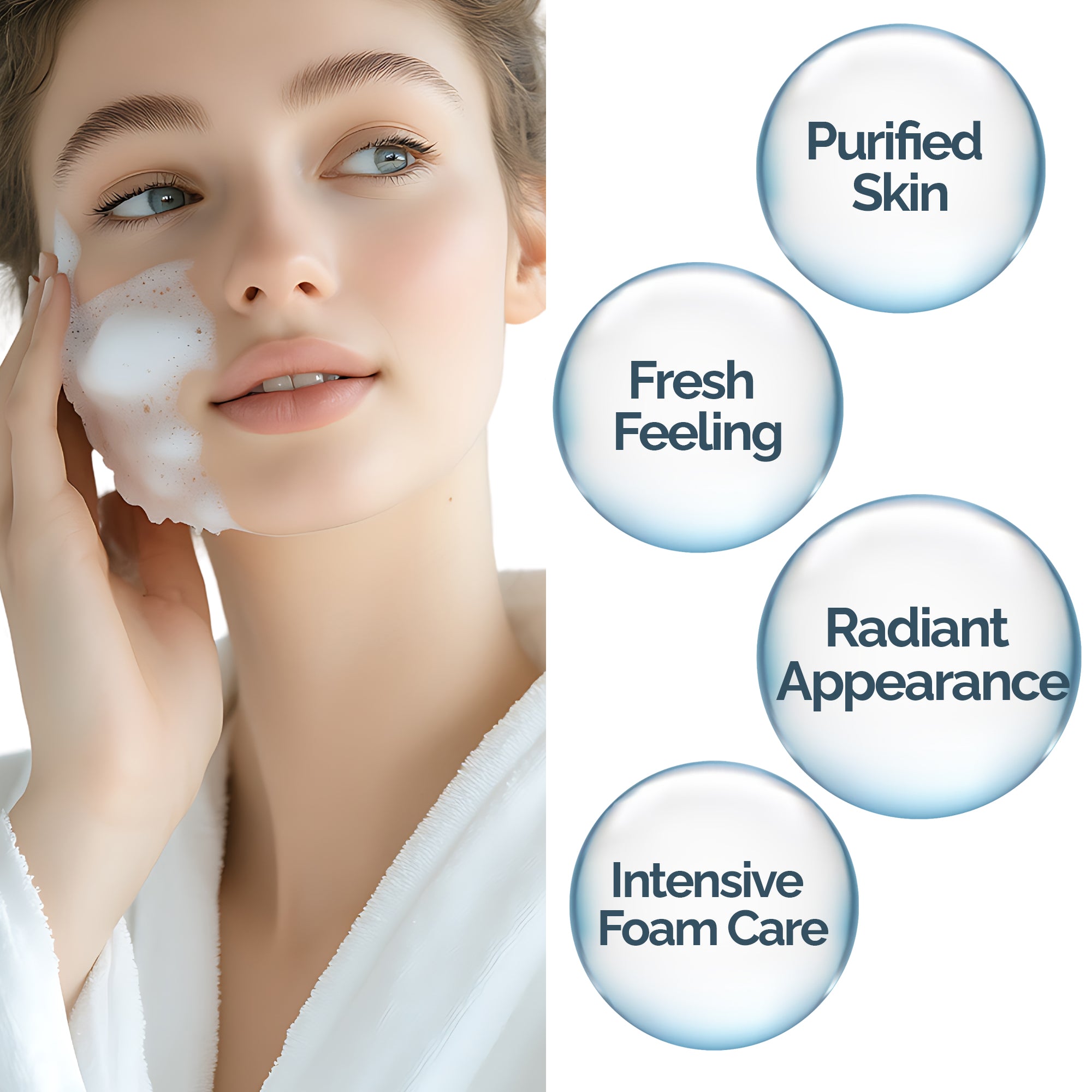 Brightening Cleansing Foam – Gentle Face Wash with Grape Seed & Olive Leaf Extract | SLS-Free Daily Cleanser for Dull & Sensitive Skin